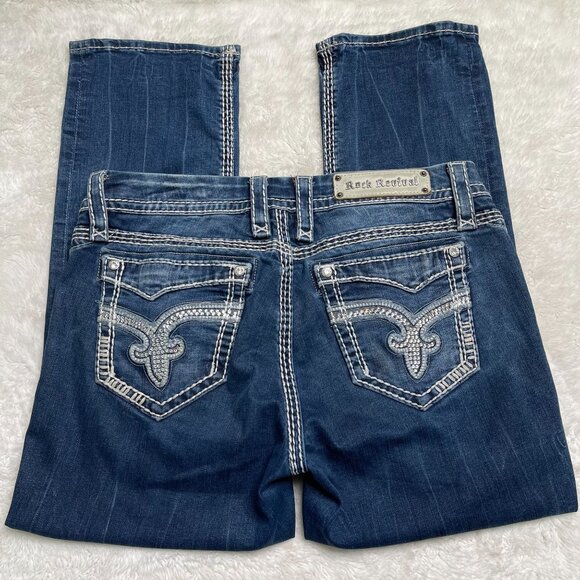 Rock Revival Women's Blue Vivian Easy Capri Cut Jeans Size 30 x 24'' - Picture 3 of 9
